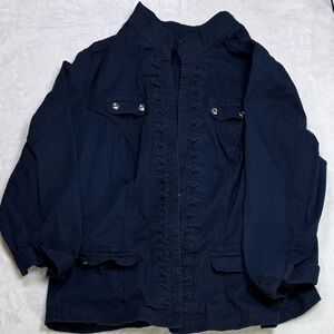 Dressbarn Woman 1X Navy Jacket with Chic Hook Front Detail Pockets